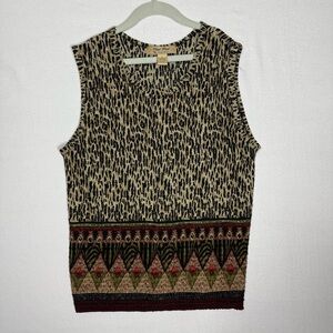 Pleat Pleat VTG Crinkle leopard Tank Top Black large vintage